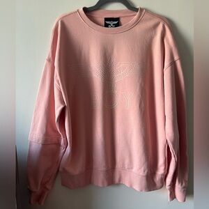 Boy London Pink Crewneck Sweater with Ribbed Cuffs and Relaxed Fit